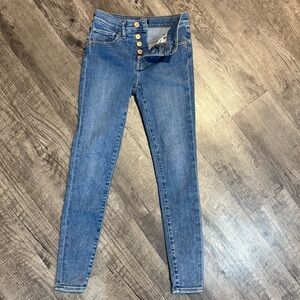 Express Women’s 00/R Blue Mid Rise Skinny Jeans